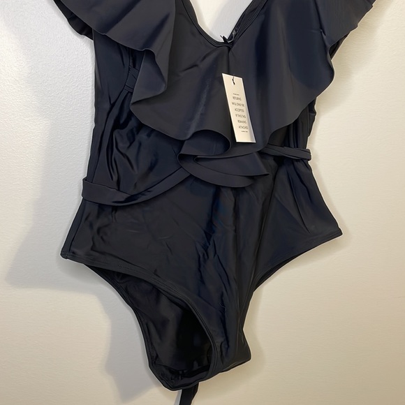 Eloquii Black Ruffle Swimsuit - Picture 4 of 11